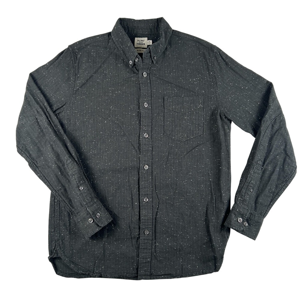 Flint And Tinder Shirt Mens Medium Architect Long Sleeve Button Down Slim Fleck